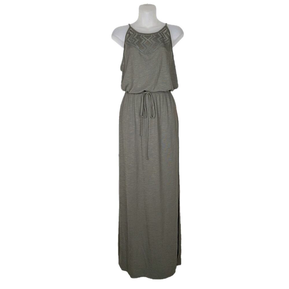MOSSIMO Olive Green Sleeveless Maxi Dress Cinched Waist Women's Medium